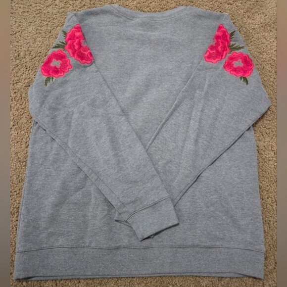 PINK Victoria's Secret Rose Embroidered Pullover Sweatshirt - Picture 4 of 5